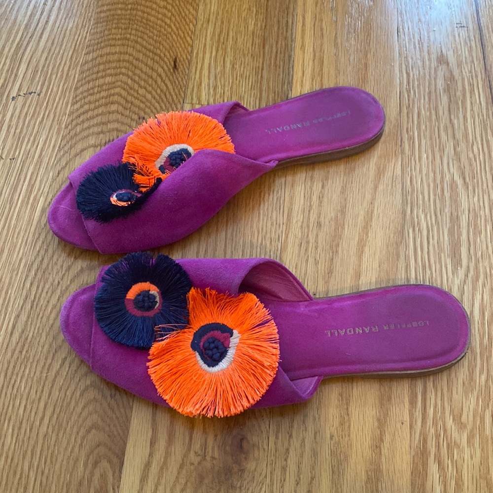 Loeffler Randall Pink Suede Flower Flats